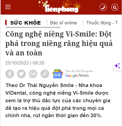 Báo chí nói về công nghệ niềng răng tại Vidental Brace
